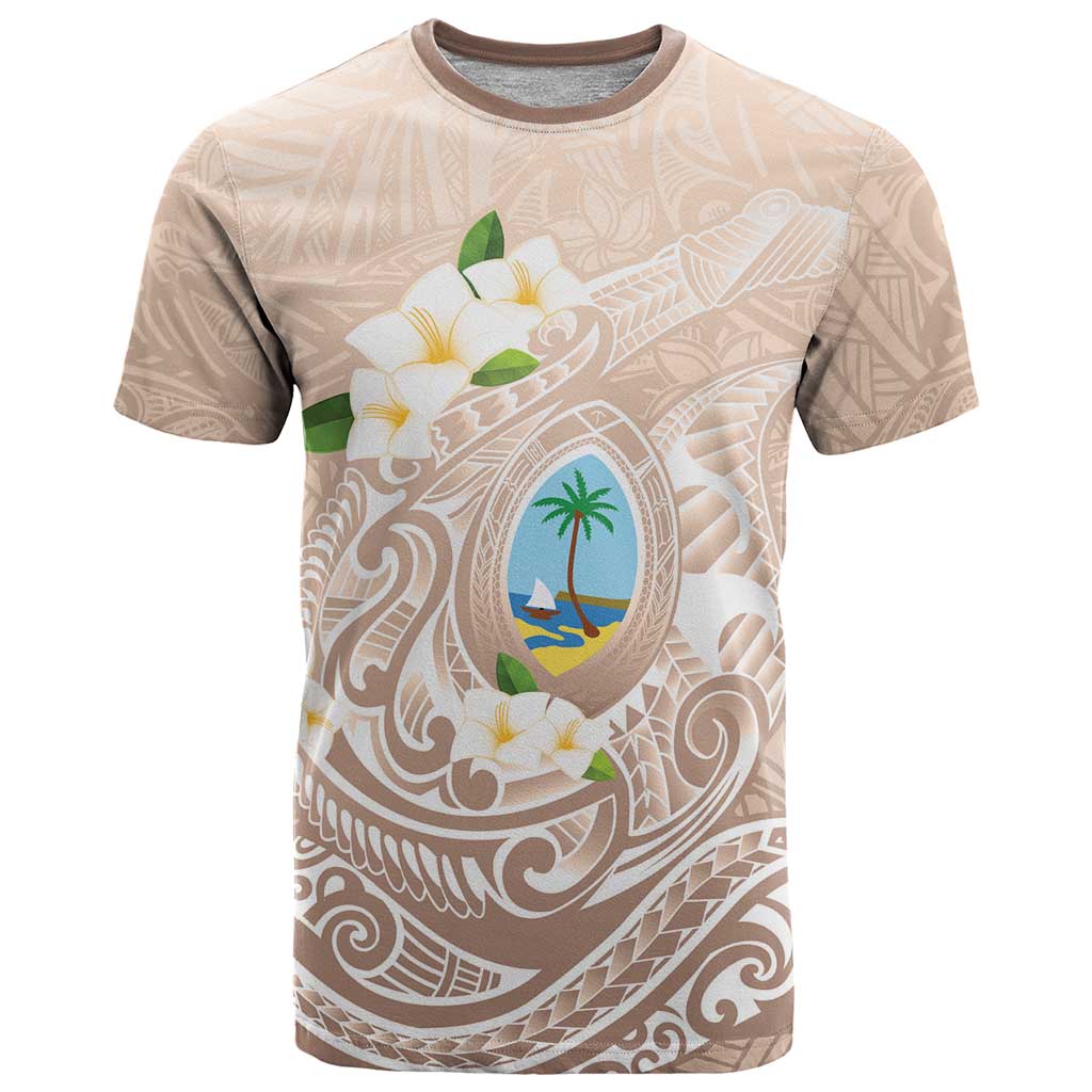 Guam Fishhook Mix Guasali Flowers T Shirt Dreaming Hazel LT7 Beige - Polynesian Pride