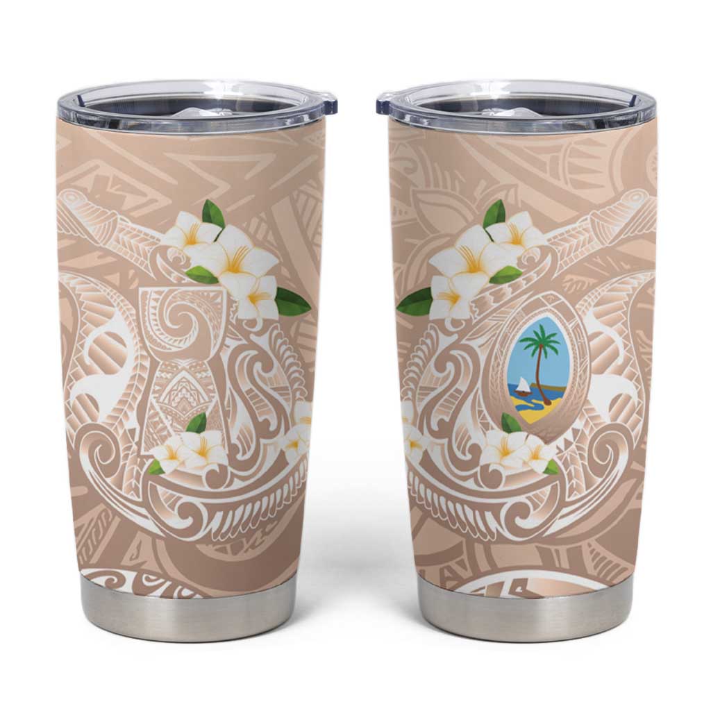 Guam Fishhook Mix Guasali Flowers Tumbler Cup Dreaming Hazel LT7 Beige - Polynesian Pride