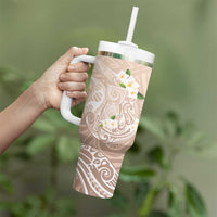 Guam Fishhook Mix Guasali Flowers Tumbler With Handle Dreaming Hazel LT7 - Polynesian Pride
