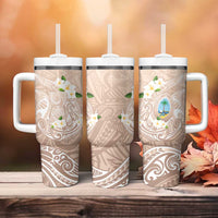 Guam Fishhook Mix Guasali Flowers Tumbler With Handle Dreaming Hazel LT7 - Polynesian Pride