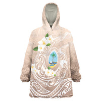 Guam Fishhook Mix Guasali Flowers Wearable Blanket Hoodie Dreaming Hazel LT7 One Size Beige - Polynesian Pride