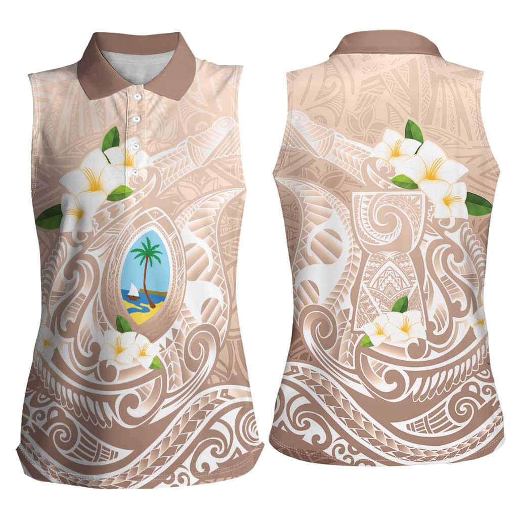 Guam Fishhook Mix Guasali Flowers Women Sleeveless Polo Shirt Dreaming Hazel LT7 - Polynesian Pride