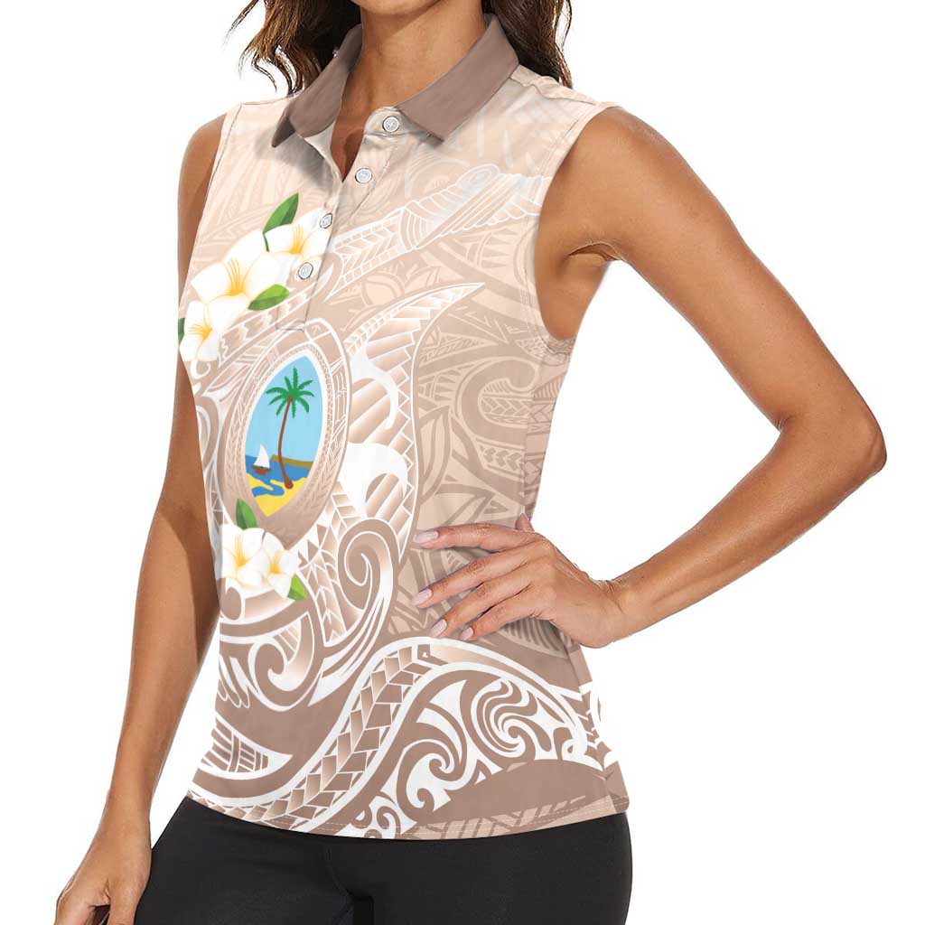 Guam Fishhook Mix Guasali Flowers Women Sleeveless Polo Shirt Dreaming Hazel LT7 - Polynesian Pride