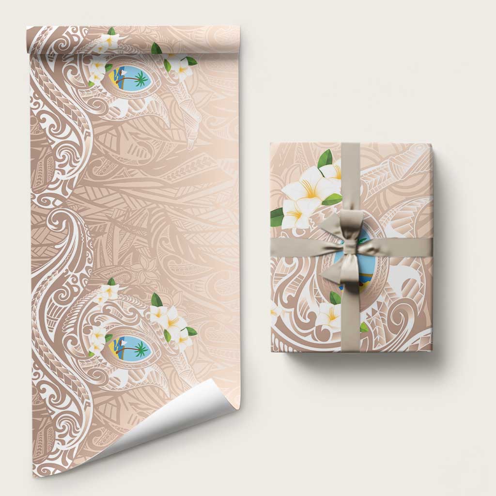 Guam Fishhook Mix Guasali Flowers Wrapping Paper Dreaming Hazel LT7 58" × 23" Beige - Polynesian Pride