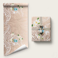 Guam Fishhook Mix Guasali Flowers Wrapping Paper Dreaming Hazel LT7 58" × 23" Beige - Polynesian Pride