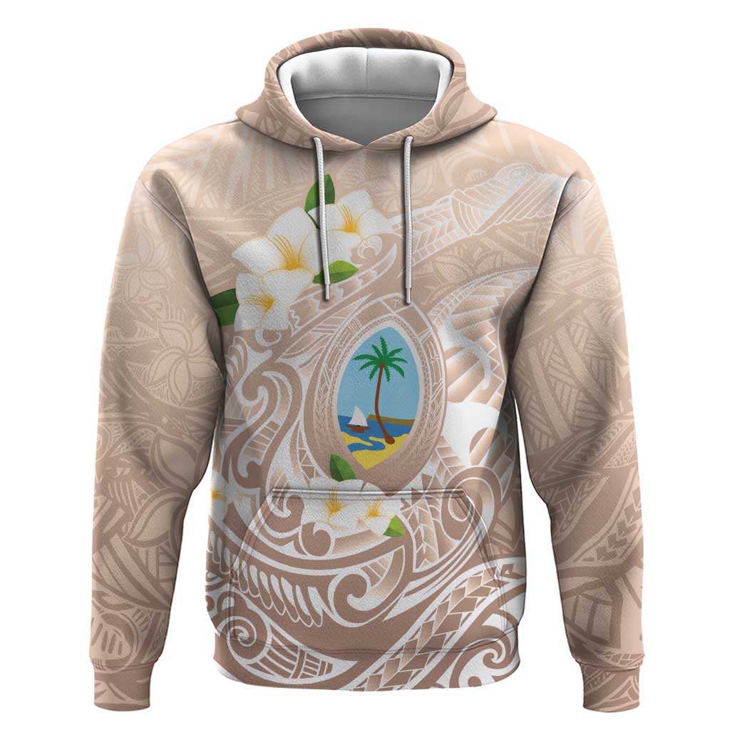 Guam Fishhook Mix Guasali Flowers Zip Hoodie Dreaming Hazel LT7 Pullover Hoodie Beige - Polynesian Pride
