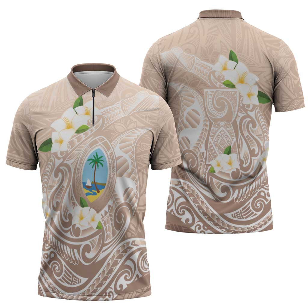Guam Fishhook Mix Guasali Flowers Zipper Polo Shirt Dreaming Hazel LT7 - Polynesian Pride