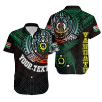 Personalised Vanuatu Hawaiian Shirt Turtle Chest Tattoo Flag Color - Penama LT7 Black - Polynesian Pride