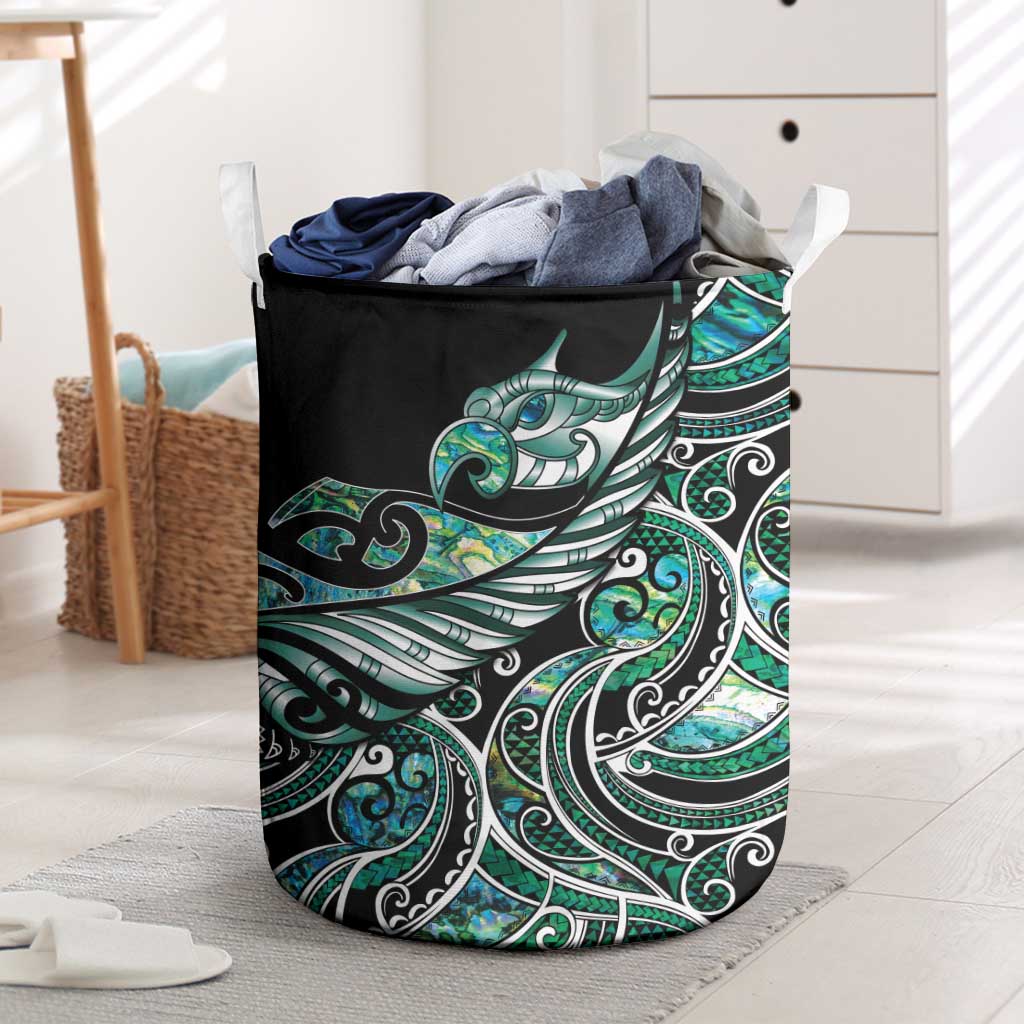 Maori Matariki - Manaia Laundry Basket Emerald Paua Shell LT7 Green - Polynesian Pride