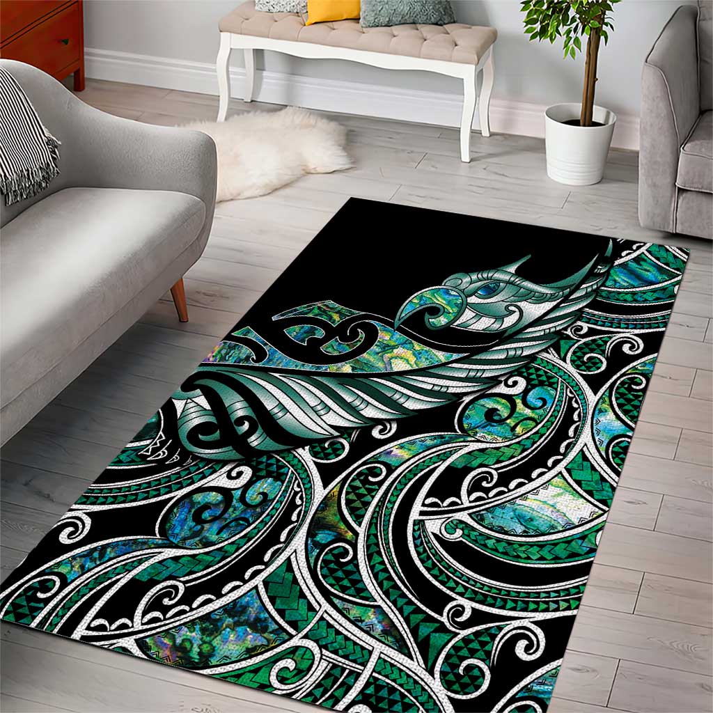 Maori Matariki - Manaia Area Rug Emerald Paua Shell LT7 - Polynesian Pride