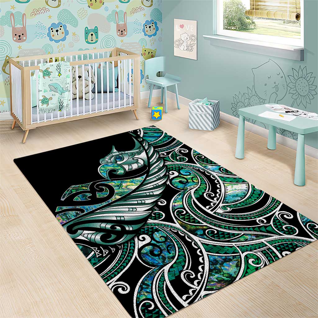Maori Matariki - Manaia Area Rug Emerald Paua Shell LT7 - Polynesian Pride