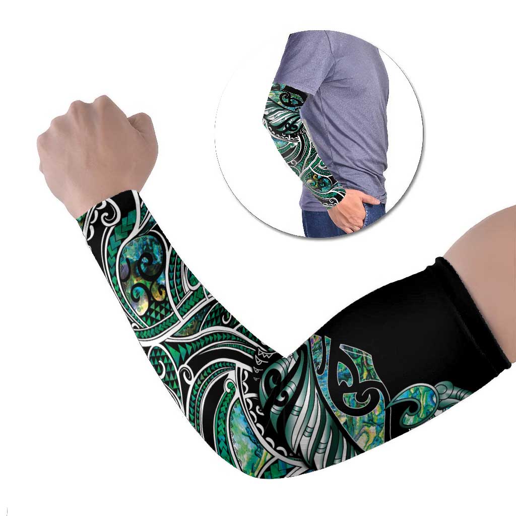 Maori Matariki - Manaia Arm Sleeves Emerald Paua Shell LT7 Set of 2 Green - Polynesian Pride