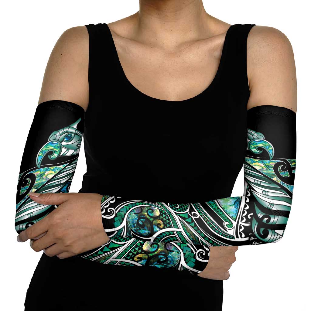 Maori Matariki - Manaia Arm Sleeves Emerald Paua Shell LT7 - Polynesian Pride