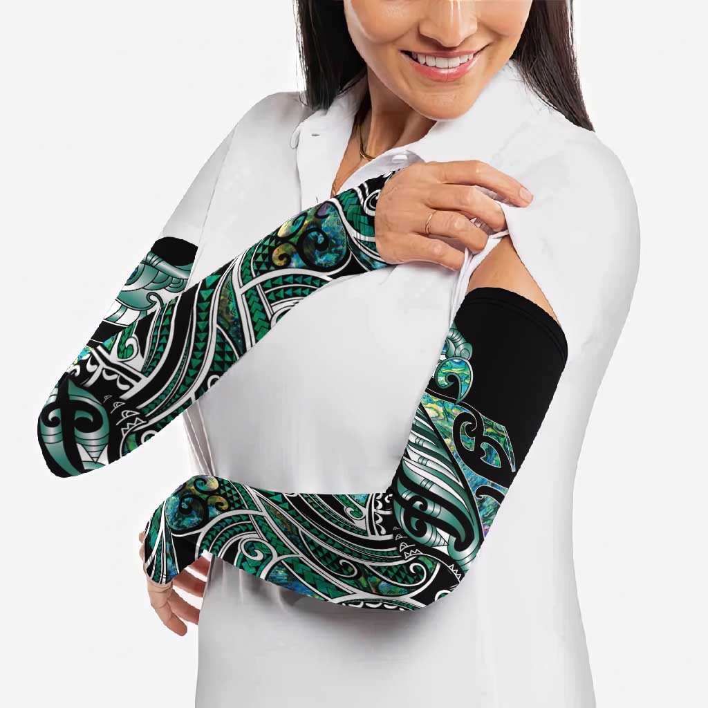 Maori Matariki - Manaia Arm Sleeves Emerald Paua Shell LT7 - Polynesian Pride