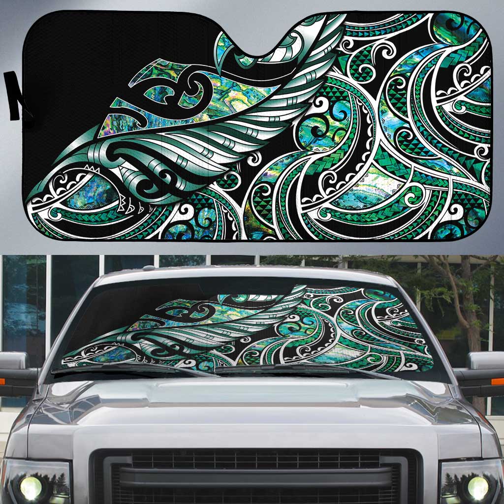 Maori Matariki - Manaia Auto Sun Shade Emerald Paua Shell LT7 Green - Polynesian Pride