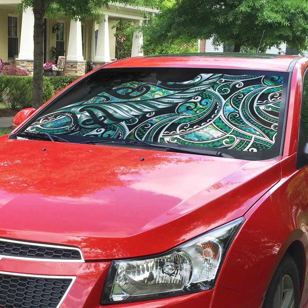 Maori Matariki - Manaia Auto Sun Shade Emerald Paua Shell LT7 - Polynesian Pride