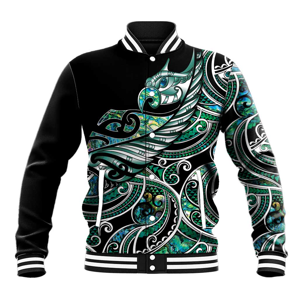 Maori Matariki - Manaia Baseball Jacket Emerald Paua Shell LT7 Unisex Green - Polynesian Pride