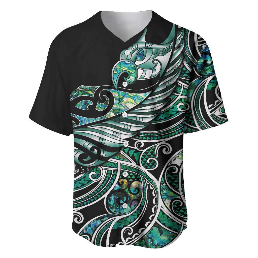 Maori Matariki - Manaia Baseball Jersey Emerald Paua Shell LT7 Green - Polynesian Pride