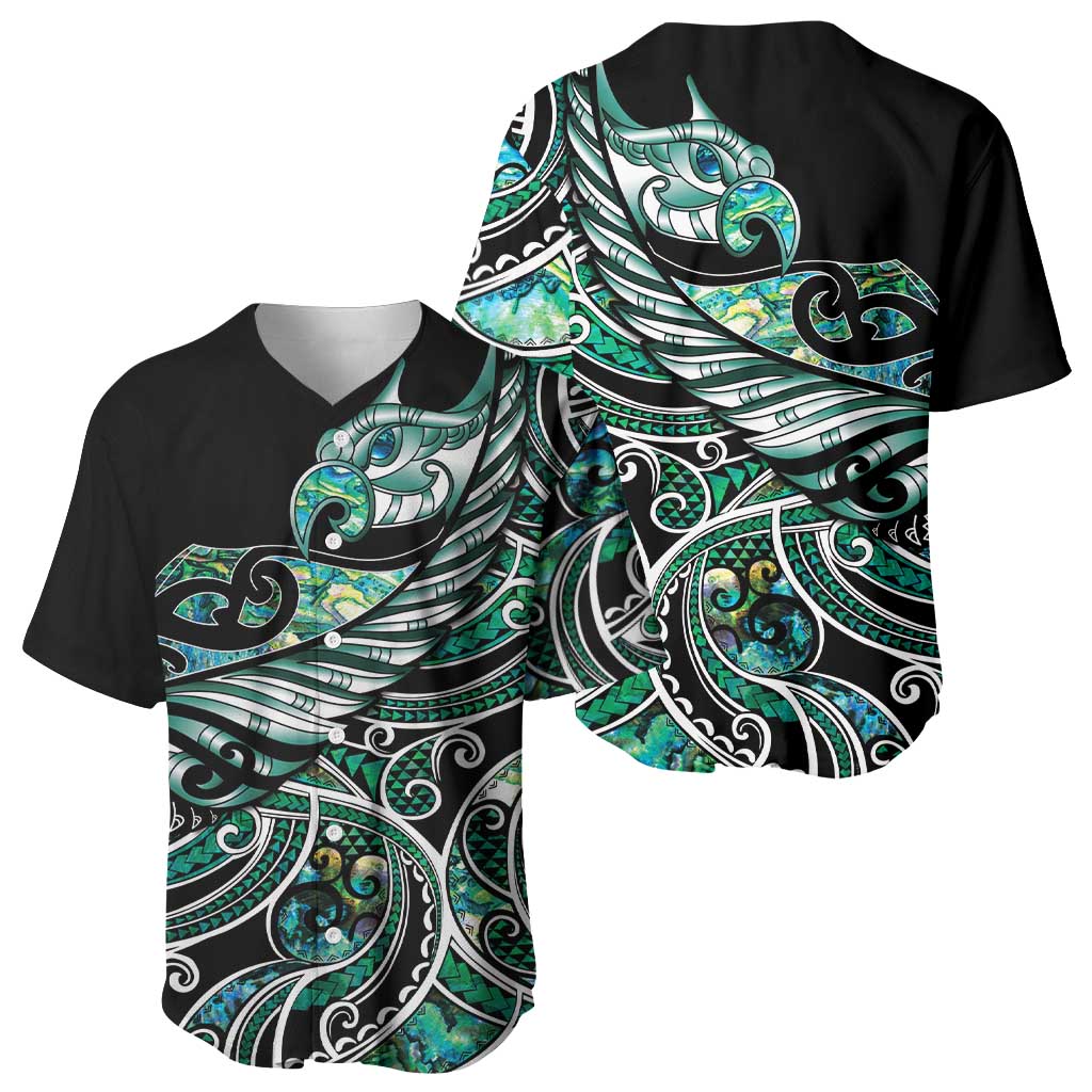 Maori Matariki - Manaia Baseball Jersey Emerald Paua Shell LT7 - Polynesian Pride