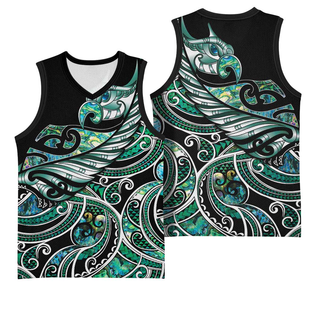 Maori Matariki - Manaia Basketball Jersey Emerald Paua Shell LT7 - Polynesian Pride