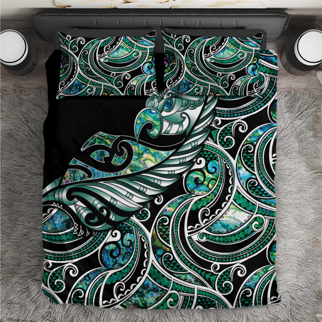 Maori Matariki - Manaia Bedding Set Emerald Paua Shell LT7 Green - Polynesian Pride