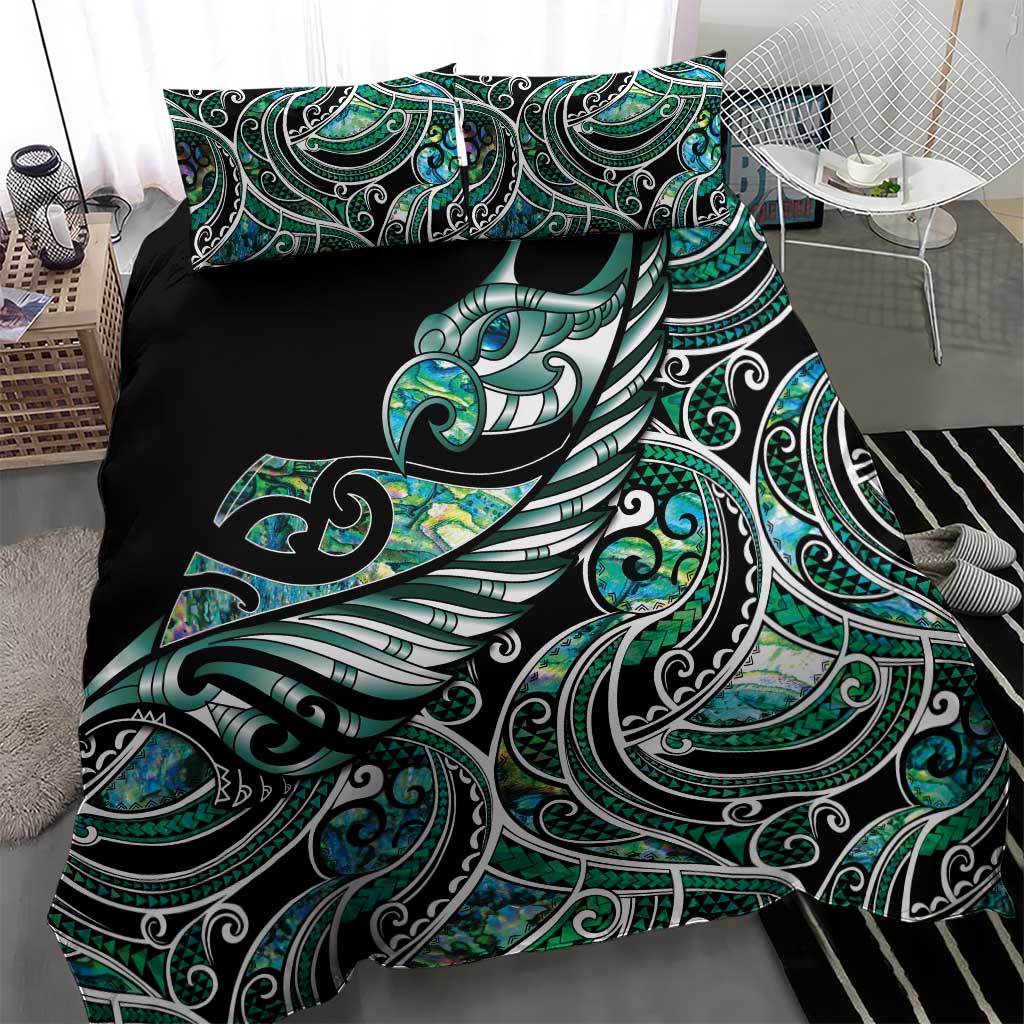 Maori Matariki - Manaia Bedding Set Emerald Paua Shell LT7 - Polynesian Pride