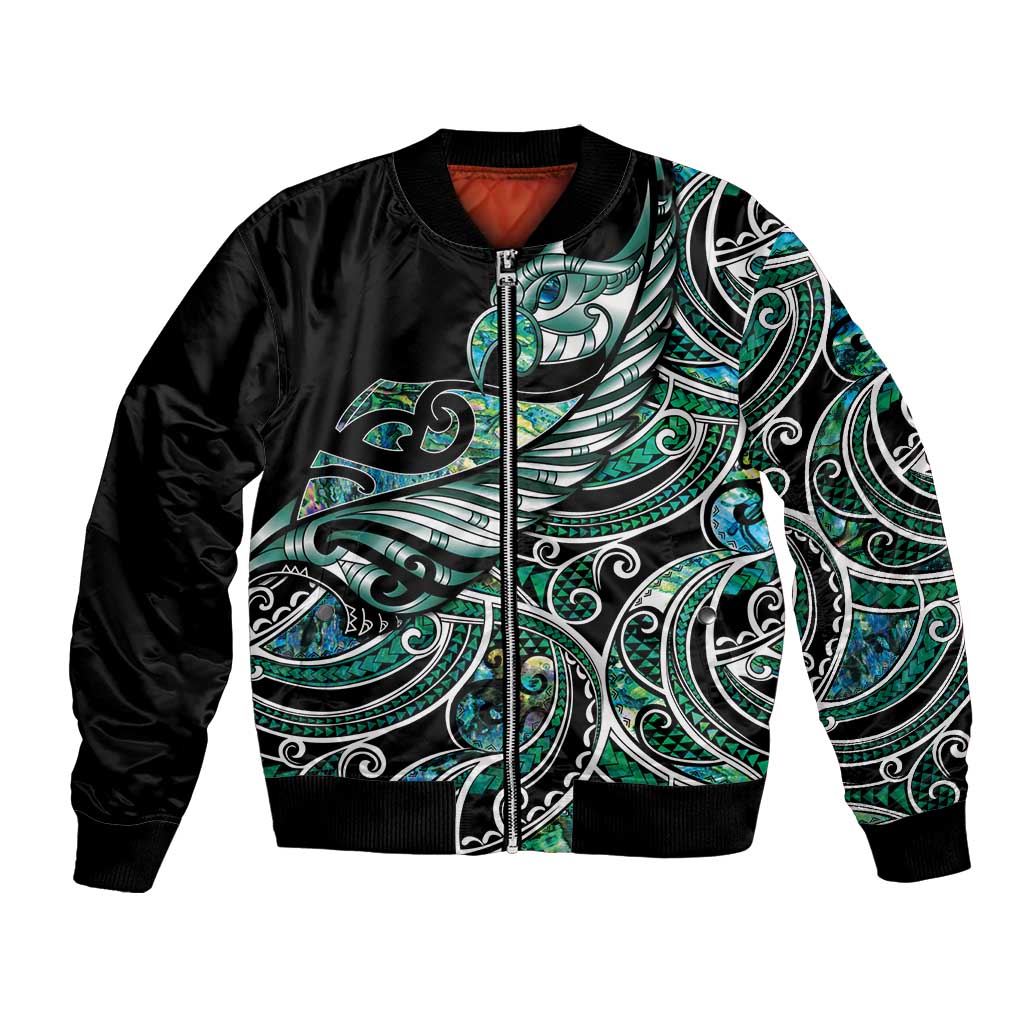 Maori Matariki - Manaia Bomber Jacket Emerald Paua Shell LT7 Unisex Green - Polynesian Pride