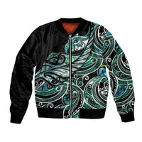 Maori Matariki - Manaia Bomber Jacket Emerald Paua Shell LT7 Unisex Green - Polynesian Pride