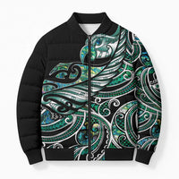 Maori Matariki - Manaia Bomber Puffer Jacket Emerald Paua Shell LT7 Unisex Green - Polynesian Pride