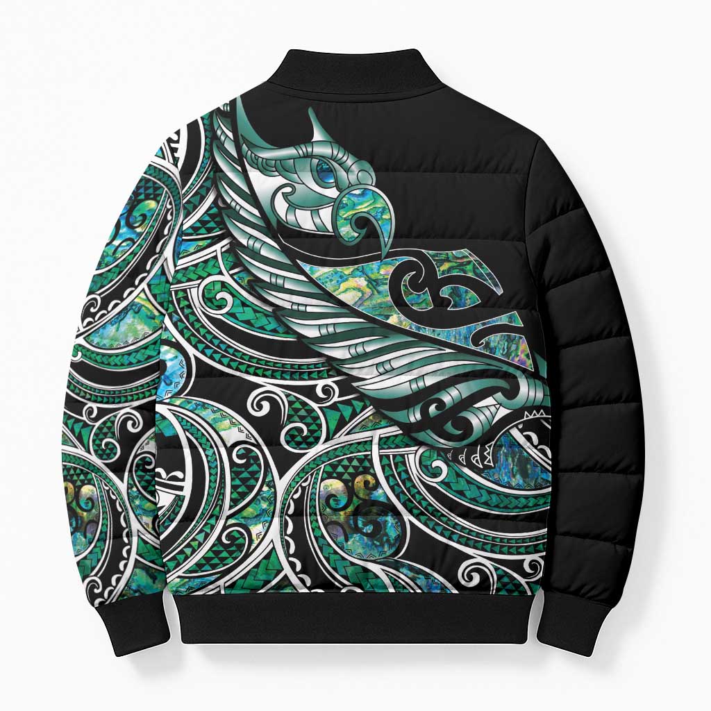 Maori Matariki - Manaia Bomber Puffer Jacket Emerald Paua Shell LT7 - Polynesian Pride