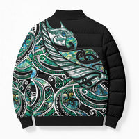Maori Matariki - Manaia Bomber Puffer Jacket Emerald Paua Shell LT7 - Polynesian Pride