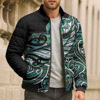 Maori Matariki - Manaia Bomber Puffer Jacket Emerald Paua Shell LT7 - Polynesian Pride