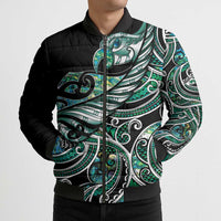 Maori Matariki - Manaia Bomber Puffer Jacket Emerald Paua Shell LT7 - Polynesian Pride