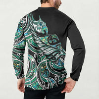 Maori Matariki - Manaia Button Sweatshirt Emerald Paua Shell LT7 - Polynesian Pride