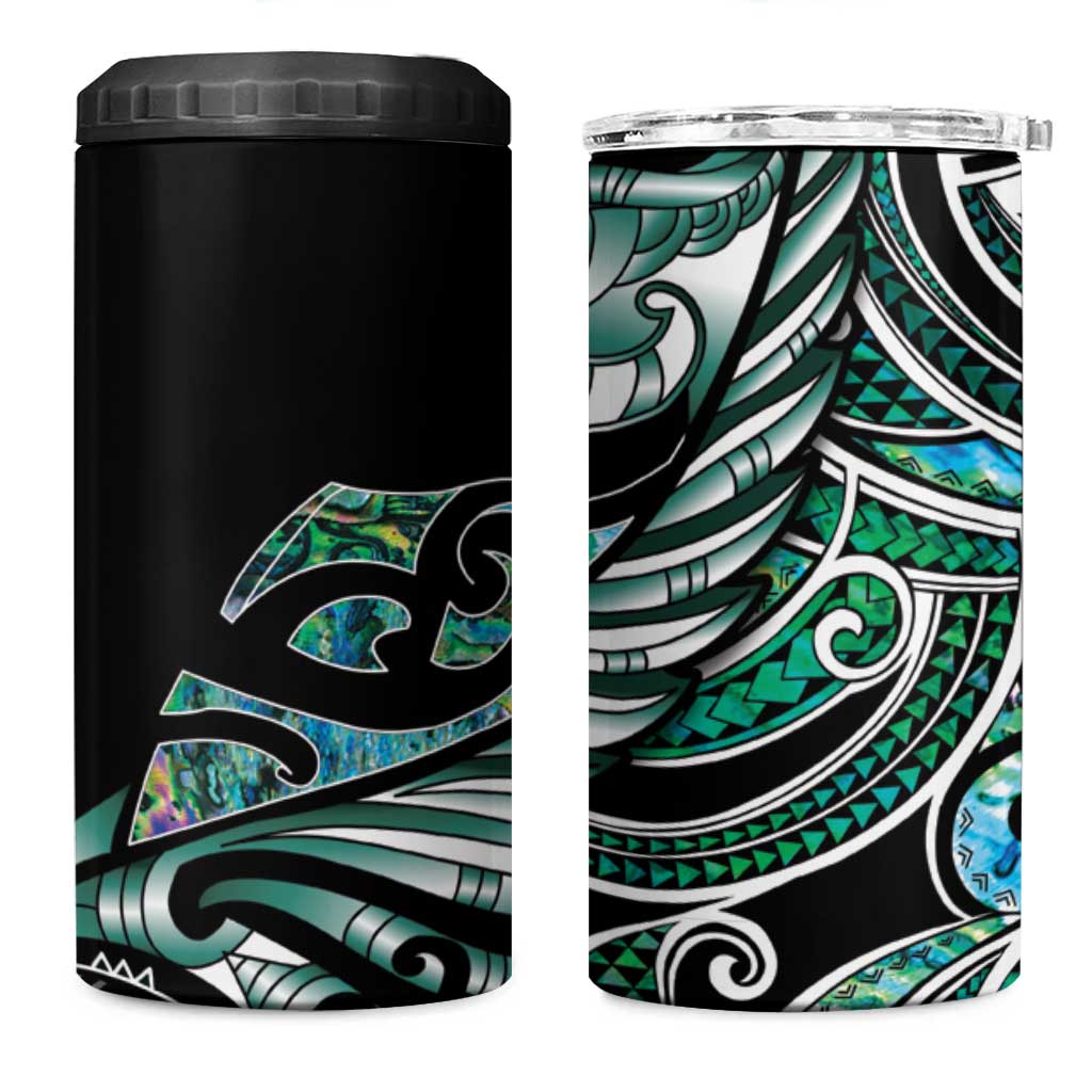Maori Matariki - Manaia 4 in 1 Can Cooler Tumbler Emerald Paua Shell LT7 One Size: 16 oz Green - Polynesian Pride