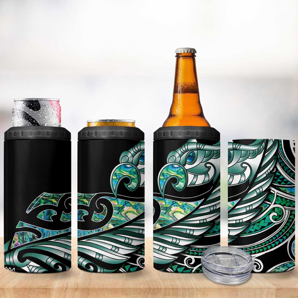 Maori Matariki - Manaia 4 in 1 Can Cooler Tumbler Emerald Paua Shell LT7 - Polynesian Pride