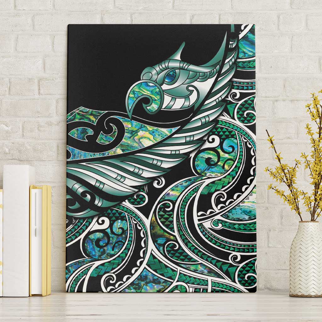 Maori Matariki - Manaia Canvas Wall Art Emerald Paua Shell