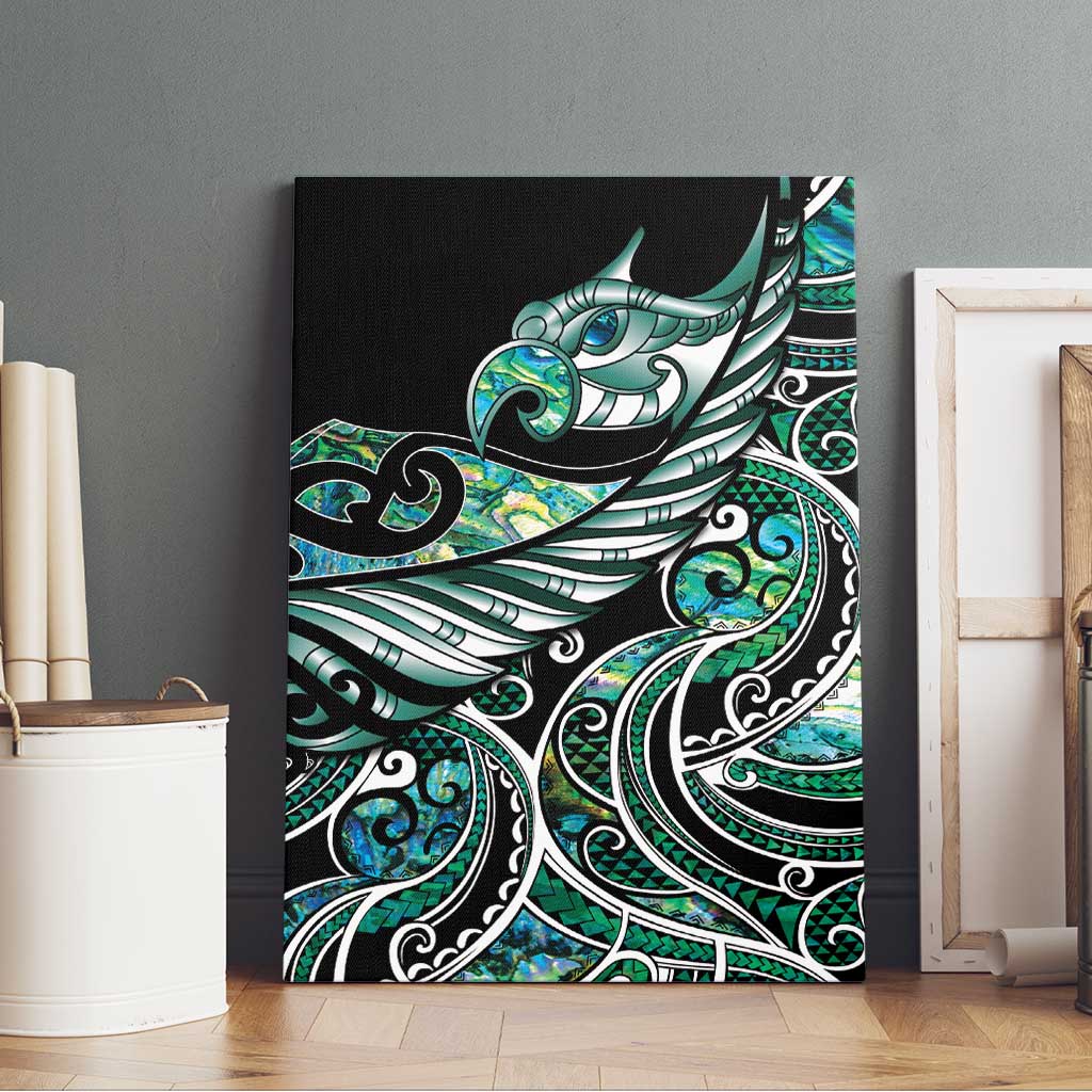 Maori Matariki - Manaia Canvas Wall Art Emerald Paua Shell