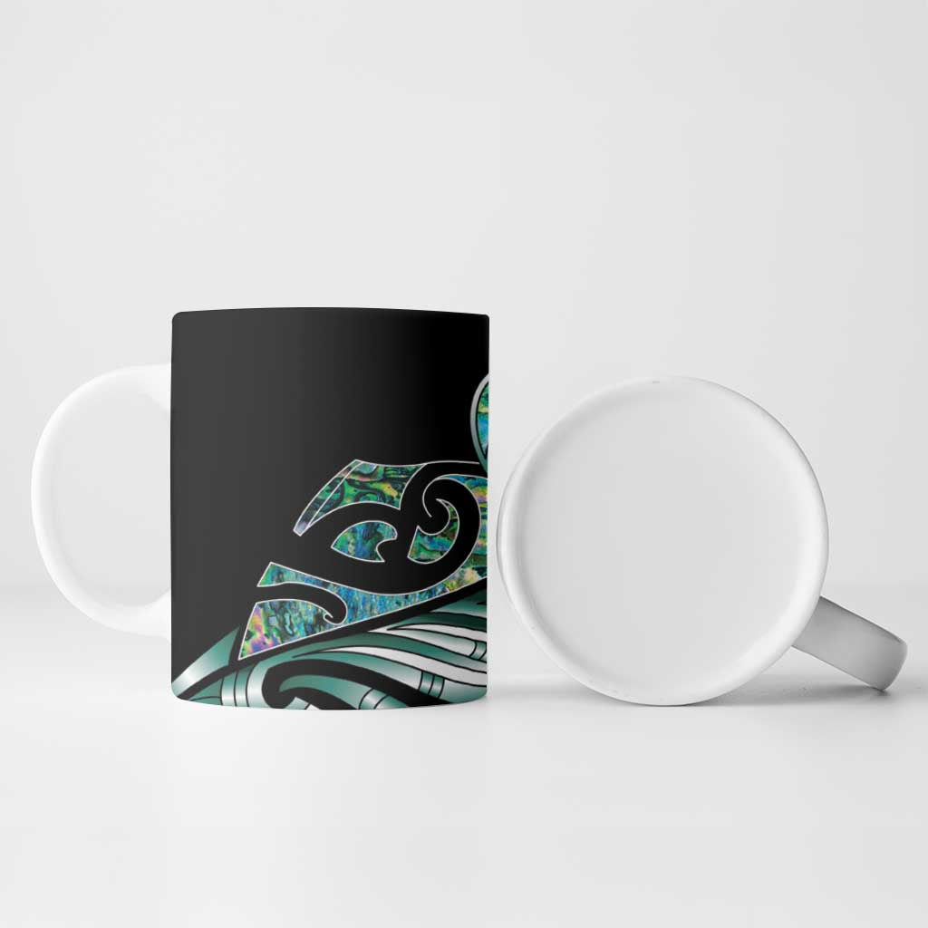 Maori Matariki - Manaia Ceramic Mug Emerald Paua Shell LT7 - Polynesian Pride