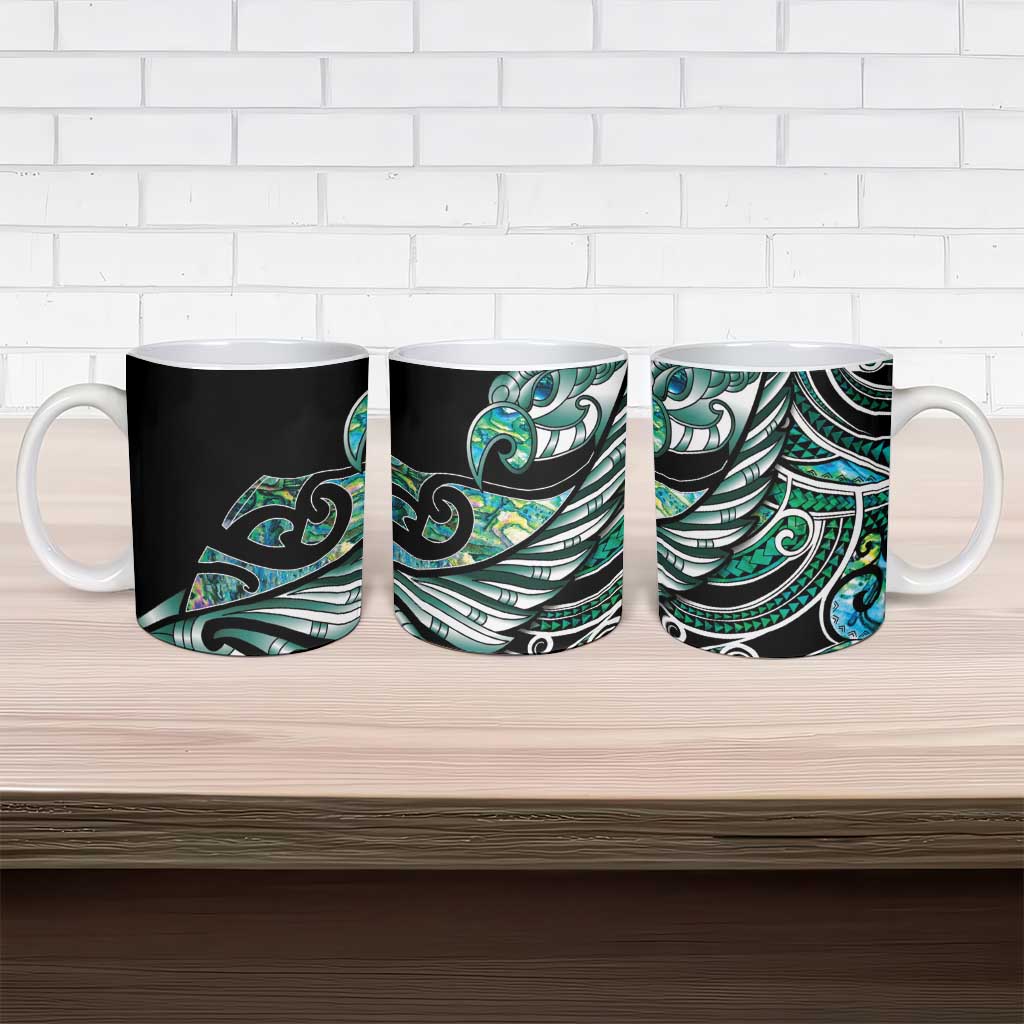 Maori Matariki - Manaia Ceramic Mug Emerald Paua Shell LT7 - Polynesian Pride