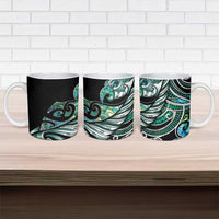 Maori Matariki - Manaia Ceramic Mug Emerald Paua Shell LT7 - Polynesian Pride