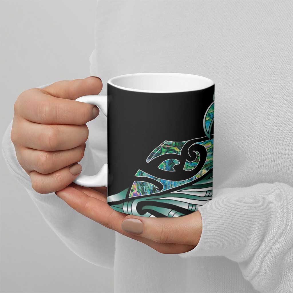 Maori Matariki - Manaia Ceramic Mug Emerald Paua Shell LT7 - Polynesian Pride
