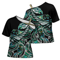 Maori Matariki - Manaia Cross Shoulder Shirt Emerald Paua Shell LT7 - Polynesian Pride