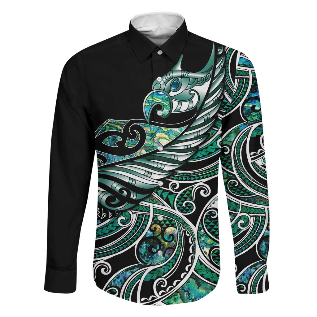 Maori Matariki - Manaia Family Matching Long Sleeve Bodycon Dress and Hawaiian Shirt Emerald Paua Shell