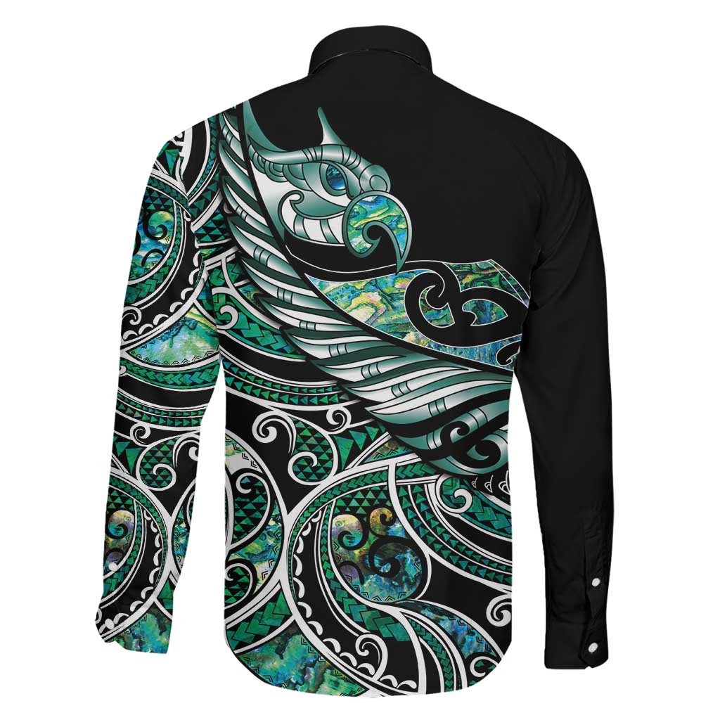Maori Matariki - Manaia Family Matching Long Sleeve Bodycon Dress and Hawaiian Shirt Emerald Paua Shell