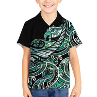 Maori Matariki - Manaia Family Matching Puletasi and Hawaiian Shirt Emerald Paua Shell LT7 Son's Shirt Green - Polynesian Pride