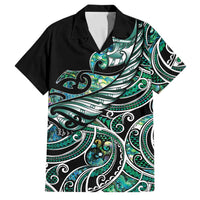 Maori Matariki - Manaia Family Matching Short Sleeve Bodycon Dress and Hawaiian Shirt Emerald Paua Shell