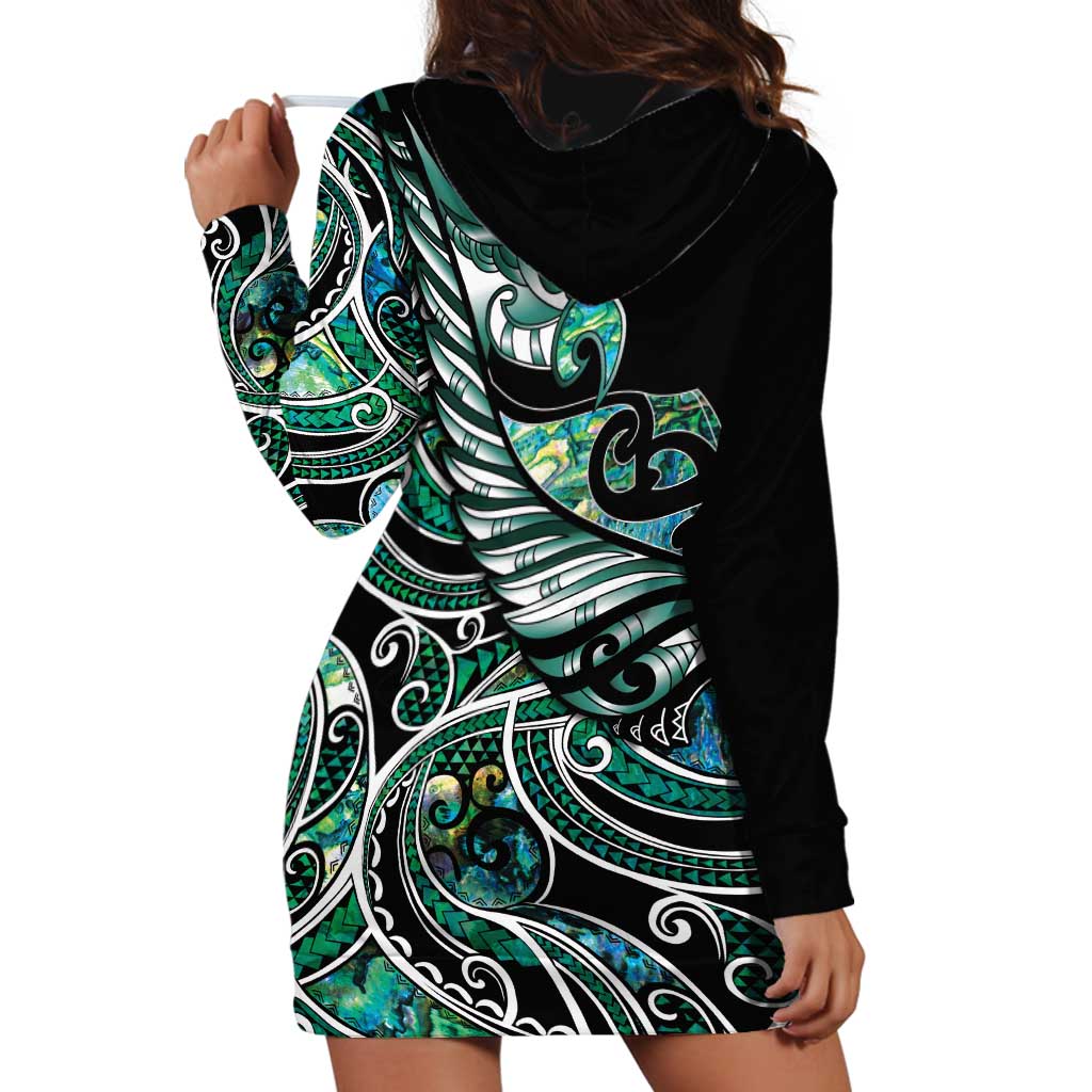 Maori Matariki - Manaia Hoodie Dress Emerald Paua Shell