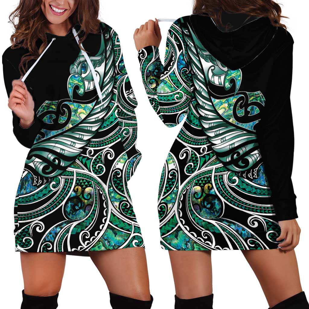 Maori Matariki - Manaia Hoodie Dress Emerald Paua Shell