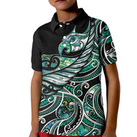 Maori Matariki - Manaia Kid Polo Shirt Emerald Paua Shell LT7 Kid Green - Polynesian Pride